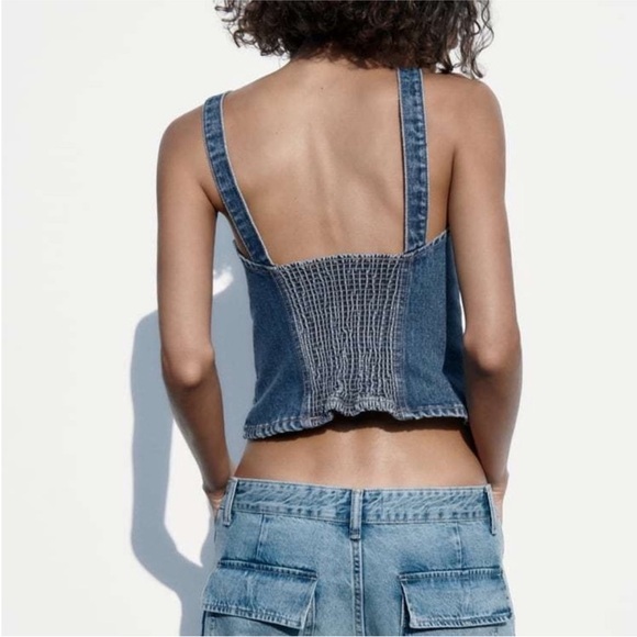 Zara Denim Corset Top - Picture 4 of 5